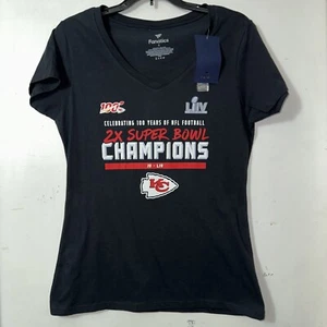 Kansas City Chiefs Fanatics 2X Super Bowl Champs Women’s Small Black T-Shirt New - Picture 1 of 13