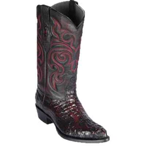 LOS ALTOS CHERRY GENUINE CROCODILE CAIMAN HORNBACK J-TOE COWBOY BOOT D 990218 - Picture 1 of 2