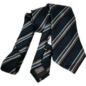 NEW CANALI Tie Green Blue Silver STRIPED With Tag - Picture 1 of 4