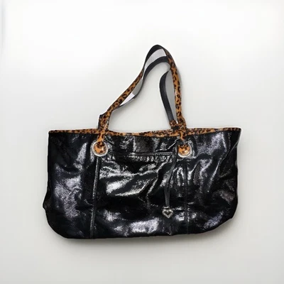 Brighton Leopard Tote Black Patent Leather Catwalk XL Designer Travel Bag - Image 1 of 4