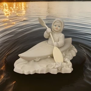 Vtg Dept 56 Snowbabies "Crossing Starry Skies" Kayak Canoe Figurine #68349 - Picture 1 of 14