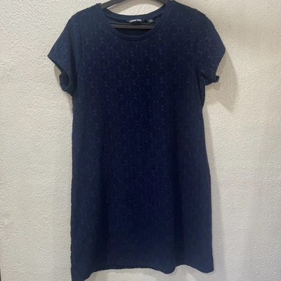 Lands End Terry Cloth Swimsuit Coverup Textured Floral Shirt Dress SZ L 14-16 — 第 1/4 张图片