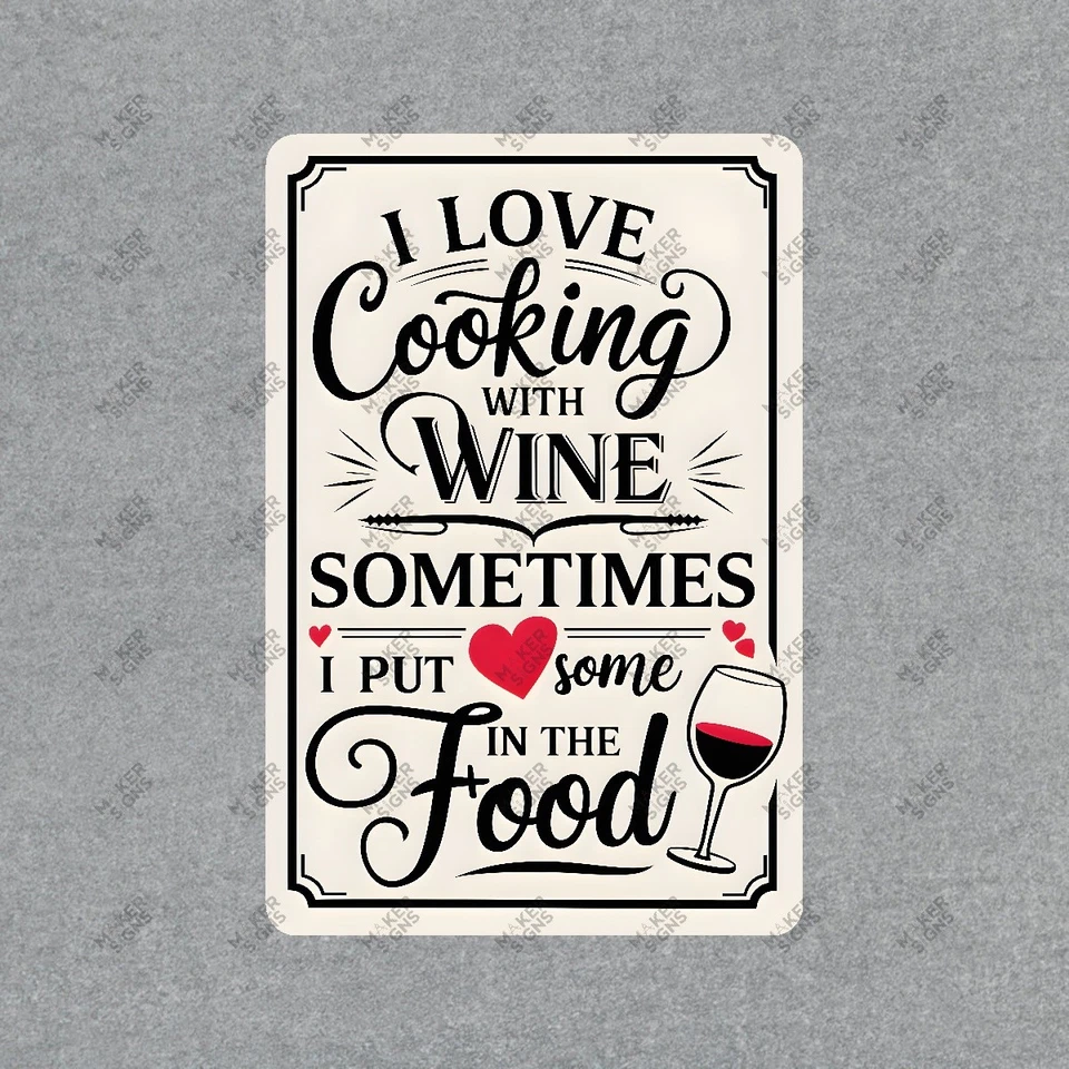 Vintage Kitchen Sign I Love Cooking with Wine Perfect for Chefs and #114 Foto 1 de 1