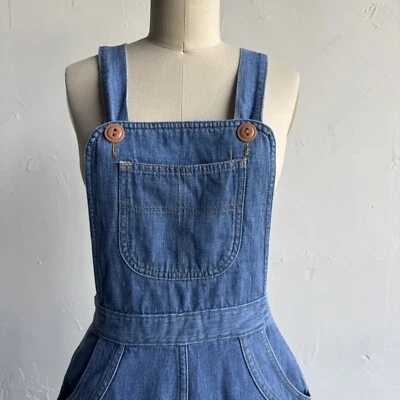 70s True Vintage Denim Jumpsuit Fared Front Zip Hippy Hippie Woodstock Retro XS - Image 1 of 4