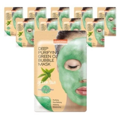Purederm Deep Purifying Green O2 Bubble Mask Green Tea 25g x 10ea K-Beauty - Image 1 of 4