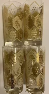 4 CERA Mid-century Gold Trimmed Cocktail Glasses 6-1/4” Tumblers MCM - Picture 1 of 6