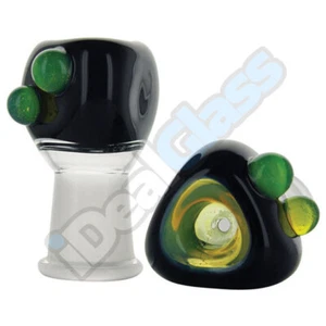 Tazón inverso deslizante de vidrio sobre vidrio negro con puntos verdes Slyme 14 - 18 mm - Imagen 1 de 1