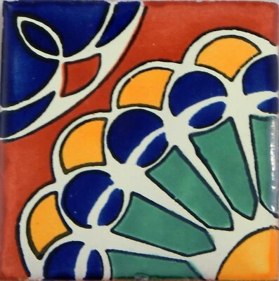 Mexican Tile Folk Art Handmade Talavera Backsplash Handpainted Mosaic # C181 - Image 1 of 2