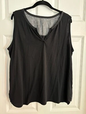 Camiseta sin mangas Lane Bryant para mujer 18/20 camisa negra blanca lunares excelente Foto 1 de 4