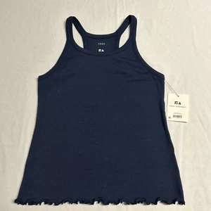 Free Assembly Lettuce Hem Rib Tank - Size: L (10-12) - Navy Blue - NWT - Picture 1 of 15