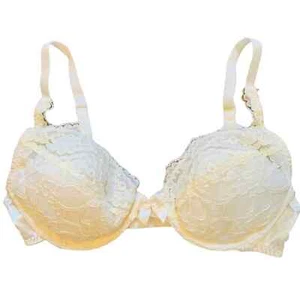 Vintage Victoria's Secret Gold Label Padded Lace Bra 38B Ivory Sexy VTG VS Retro - Picture 1 of 9