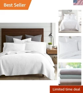 Juego de edredón king 100 % algodón punto de cruz - ropa de cama moderna reversible de lujo - Imagen 1 de 8