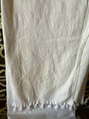 Hotel Brand White Cotton Shower Curtain Tassels at Top & Bottom - Image 1 of 3