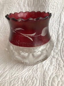 Vintage Kings Crown Spoonholder Clear With Ruby Stain Pattern Glass EAPG - Picture 1 of 11