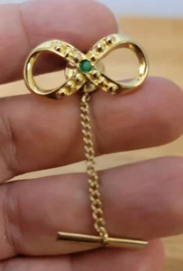 Genuine Emerald 24 Karat Gold Electroplated by Harriet Carter Lapel Pin Infinity - Picture 1 of 4