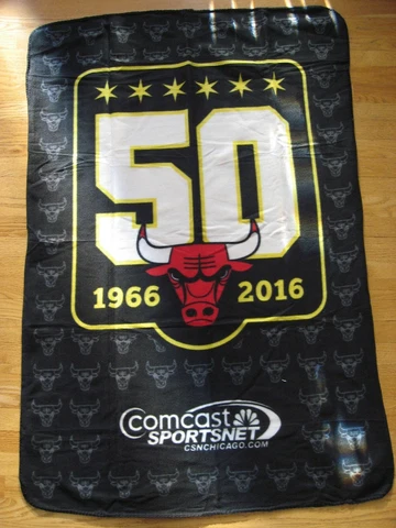 Chicago Bulls 50th Anniversary Fleece Blanket / Throw 1966 - 2016 Comcast Cover
