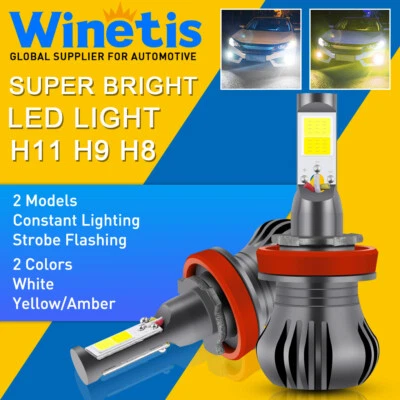 WINETIS H8 H11 H16 LED Fog Light DRL Driving Bulb Yellow White Switchback Strobe - Image 1 of 4