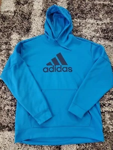 Adidas Climawarm Blue Hoodie - XL Sweatshirt Blue with Black Logo Very Nice! - Picture 1 of 4