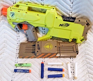 Nerf N-Strike C-031G 2011 Rayven Foam Dart Blaster Gun Clip And Darts WORKS - Picture 1 of 12