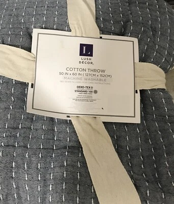 🎄 Exuberante Decoración Kantha Pick Hilo Cosido Teñido Algodón Tejido Tiro 🆕50”X60” Foto 1 de 2