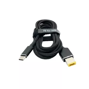 Cable de alimentación macho macho USB tipo C macho a cuadrado punta delgada para portátil Lenovo 100W 1.8M - Imagen 1 de 6