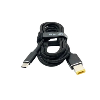 USB Type C Male to Square Slim Tip Male Power Cable for Lenovo laptop 100W 1.8M - Image 1 of 4