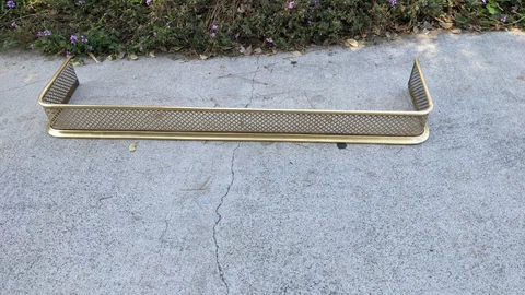 Victorian  Brass Fireplace Fender Bumper Cottage  49" x 12"x 5" Free Ship Cover