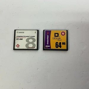 Lexar 64MB Compact Flash 4x Speed Memory Card and Canon Compact Flash 8MB Used - Picture 1 of 1