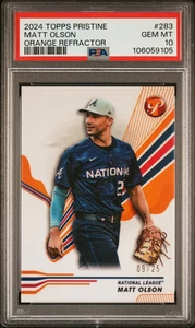 2024 Topps Pristine Matt Olson #283 rifrattore arancione 09/25 PSA 10 - Foto 1 di 2