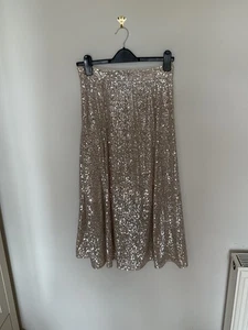 H&M sequin cream gold maxi skirt 10 VGC - Picture 1 of 13