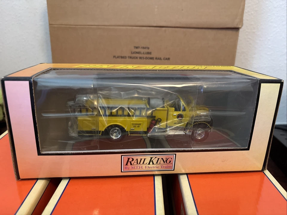 Rail King Die Cast Fire Truck Yellow 30-50035 MTH NIB NRFB  RARE! - Image 1 of 4