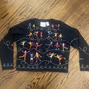 Cárdigan Patinador sobre Hielo Bordado MICHAEL SIMON Lite M Navidad Novedad De Colección - Imagen 1 de 7