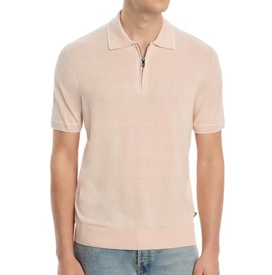 Suéter Polo Hugo Boss Para Hombre Manga Corta BOSS Jiovanotto Mezcla de Lino Cremallera Naranja Foto 1 de 4