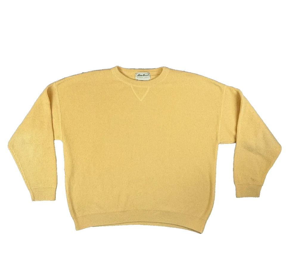 Suéter De Colección Eddie Bauer Para Hombres M Amarillo Algodón Acanalado Cuello Redondo EE. UU. Años 90 Pullover Foto 1 de 4