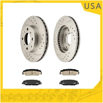 Керамические тормозные колодки передние перфорированные тормозные диски для Honda Civic 1990-2000 годов выпуска - Изображение 1 из 4