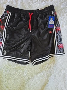Pantalones Cortos NBA Baloncesto Negro Rojo y Blanco X- GRANDES Hasta la Rodilla NUEVO - Imagen 1 de 8