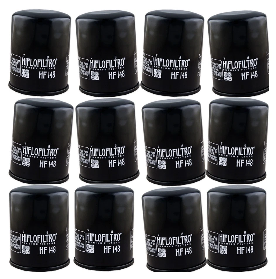 Filtro de óleo HF148 - Preto - Pacote com 12 para 01-20 Yamaha FJR1300/A/AE/ES - Imagem 1 de 4