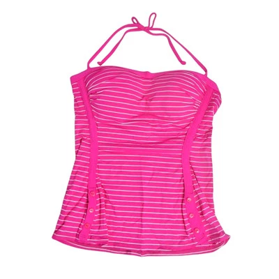 Top Tankini Halter ROBIN PICCONE Talla Pequeña Rosa y Blanco Rayas, Acolchado Nuevo con Etiquetas $94 Foto 1 de 4