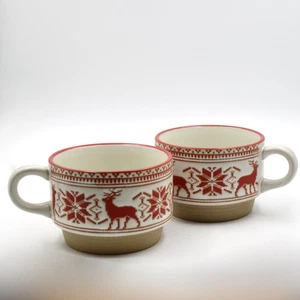 Magnolia Hearth & Hand Cozy Winter Fair Isle Stapelbar Steinzeug Becher 2er Set - Bild 1 von 6