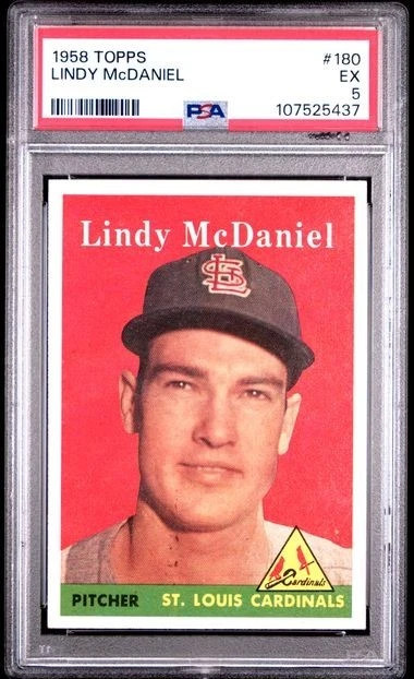 1958 TOPPS #180 LINDY MCDANIEL PSA EX 5 - Image 1 of 2