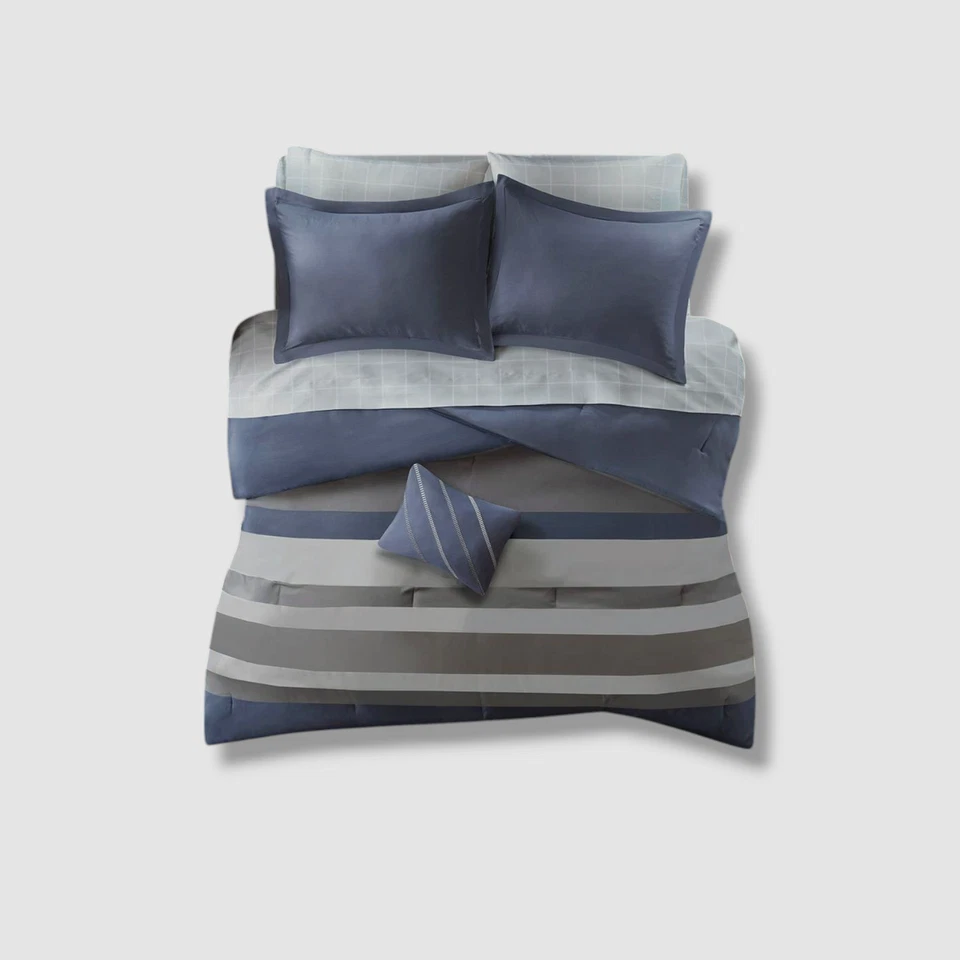 Intelligent Design Blue Marsden Striped Comforter Sets, Twin - Image 1 of 3