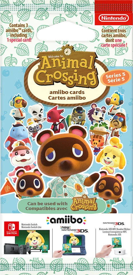 NINTENDO Animal Crossing Amiibo Cards (Series 5) - genuine single pack of 3 real cards