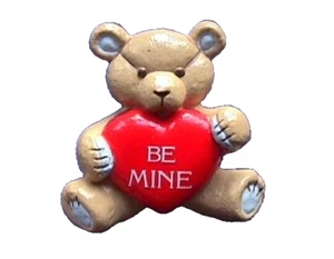 Gibson PIN Valentines Vintage BEAR Hugglesbie HEART Teddy Be Mine Holiday Brooch - Picture 1 of 2