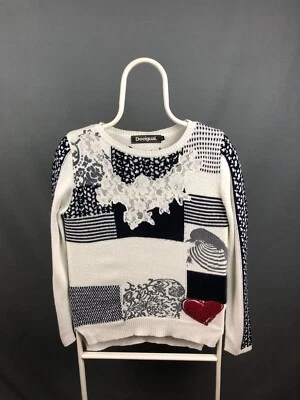 Desigual Pullover Acrylic Women Size S White Patterned - Image 1 of 4