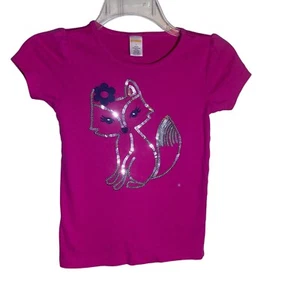 Gymboree Girls Bright Pink T Shirt Size 8 Sparkly Cat Design  - Picture 1 of 11