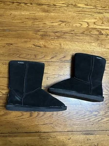 Bearpaw Suede Black Mid Calf Boots Sheepskin Lined Women’s Size 10 - Picture 1 of 8