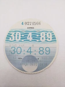 Vintage PLG Lotus LVLO 1989 Old Original Road Car Cars Tax Disc Discs Rare - Picture 1 of 2