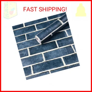 HeloHo 17.7" X 118" Blue Brick Wallpaper Peel and Stick Wallpaper Self-Adhesive - Picture 1 of 2