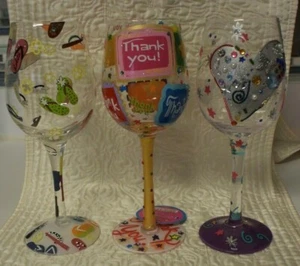LOLITA Love My Wine Glass Lot  FLIP FLOP, THANK YOU, THANK YOU, SILVER LINING - Picture 1 of 10