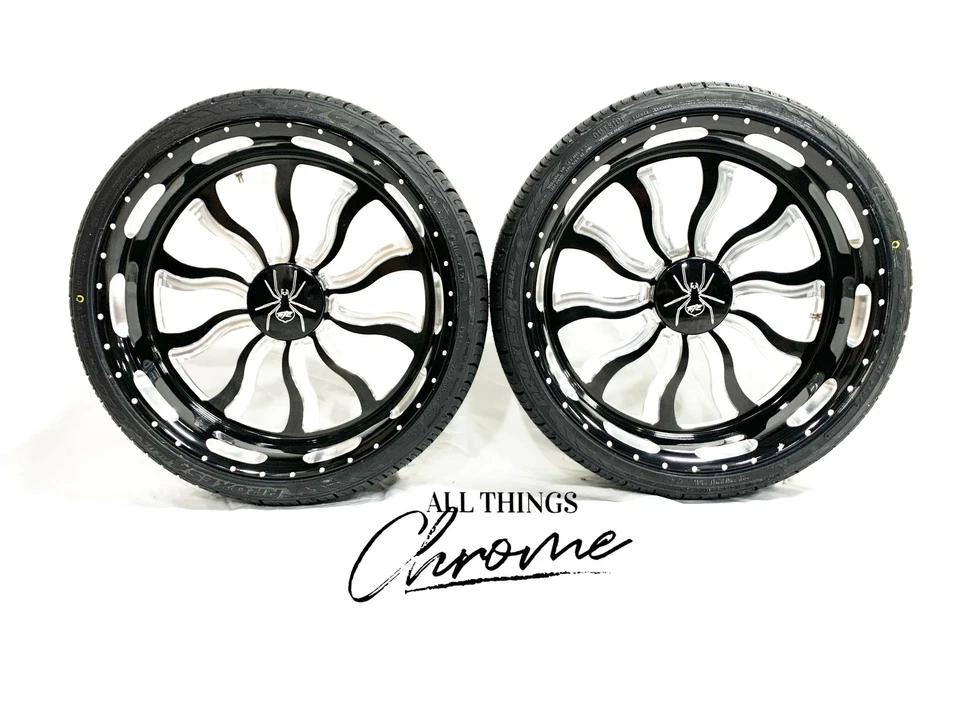 SPYDER 20" BLACK CONTRAST CUT INFERNO WHEELS (2) 10-11 CAN-AM SPYDER RS ROADSTER - Image 1 of 4